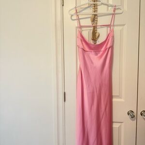 Viral Zara Pink Satin Maxi Slip Dress